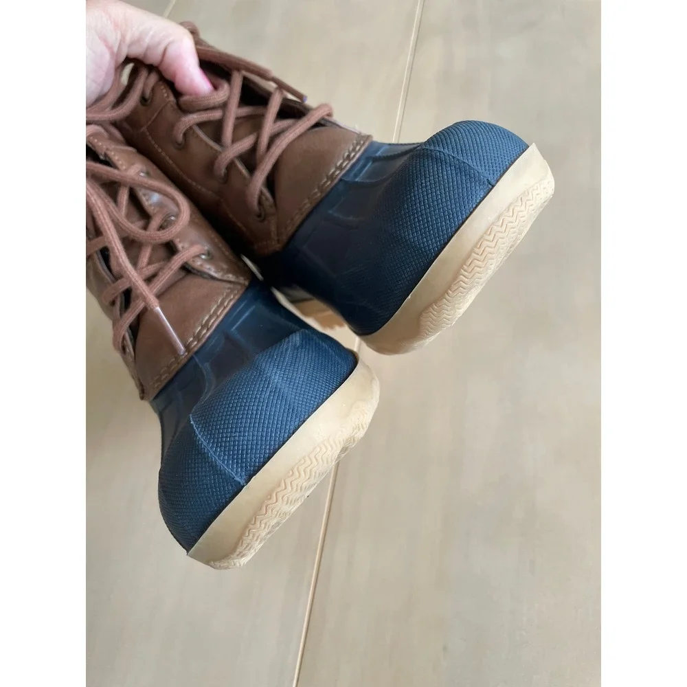 Kids Sperry Port Alpine Waterproof Duck Boots, Navy Blue Brown - Sz 3